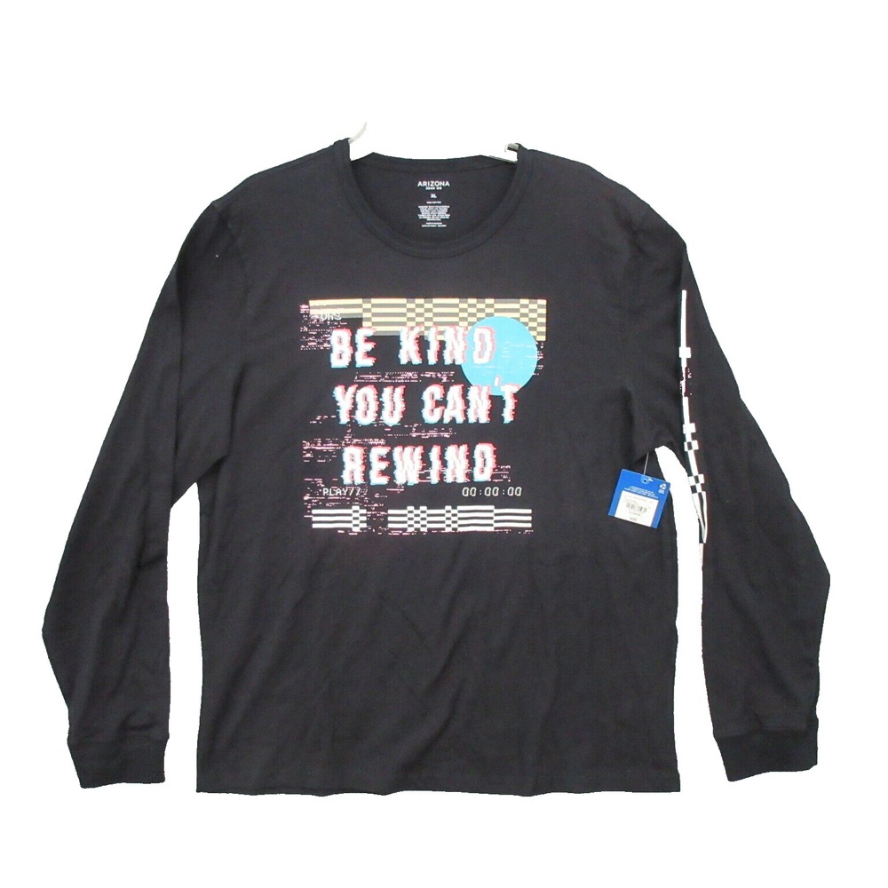 AriZona Mens Shirt Extra Large Be Kind You Can't Rewind Tee Pullover Cotton New